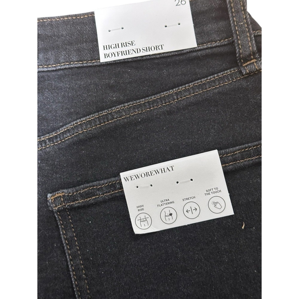 NWT WeWoreWhat High-Rise Boyfriend Shorts / Bahbah Black Size 26 - Picture 4 of 7